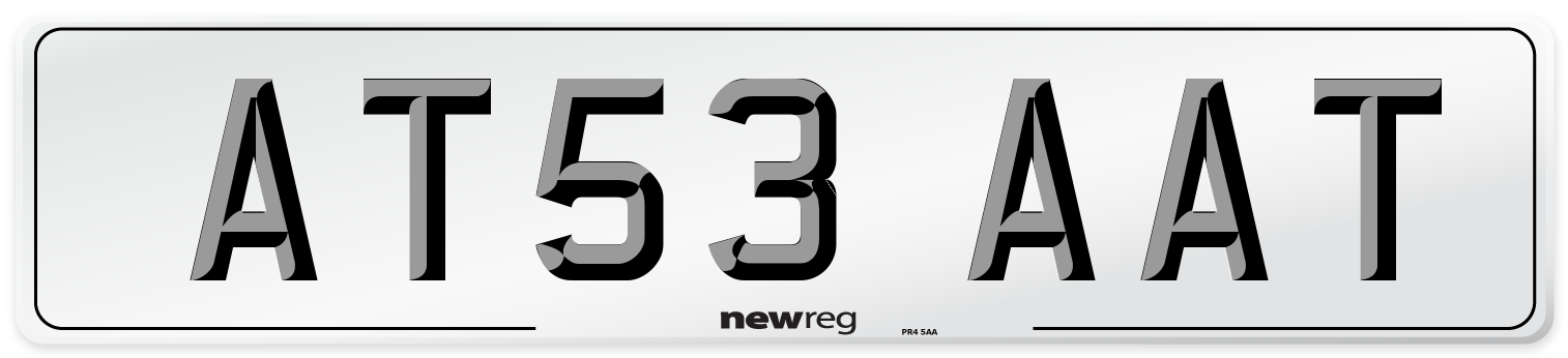 AT53 AAT Number Plate from New Reg